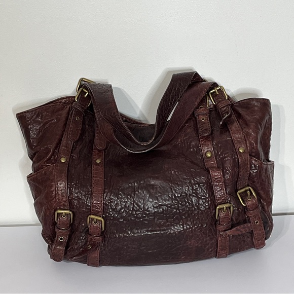 Kooba Ana Burgundy Glazed Pebble Leather Handbag - Picture 9 of 12
